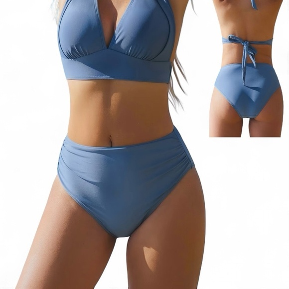 Cupshe Sapphire Blue High-Waisted Bikini Bottoms Womens Swimsuit Bottom Size XL - Picture 1 of 6